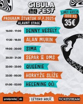 CIBULA FEST, Štvrtok 17.07.2025- 2ks