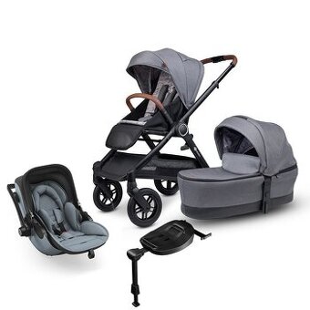 PETITE&MARS Kočík 3v1 Trails Ultimate Grey + KIDDY Evoluna i