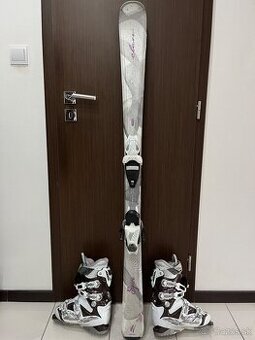 Set dámske lyže Elan 146 cm + lyžiarky 24,5mm v dobrom stave