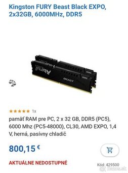 64GB DDR5 6000 CL30 Kingston FURY