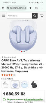 Oppo Enco Air 3,sluchátka