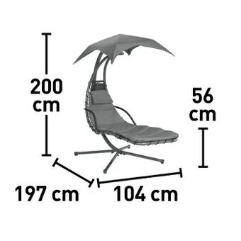 OBI Hojdacie lehátko Palmdale, antracitová, 104 x 197 x 200