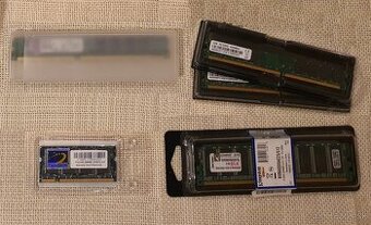 4x RAM: 1GB DDR3, 2x1GB DDR, 256MB DDR SO-DIMM, 1x vadná DDR