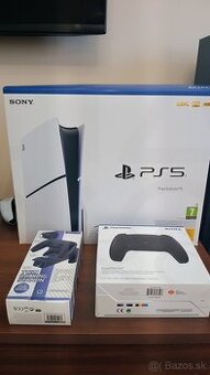 Playstation 5 Slim Disk Edition + 2x ovladač + nabijacia sta