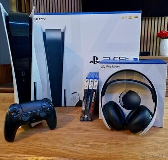 PlayStation 5 + 3 hry- bez sluchadiel