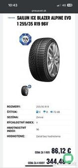 Zimné Pneu 255/35 R19