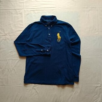 Vintage y2k Ralph Lauren modrá polokošeľa s dlhým rukávom M