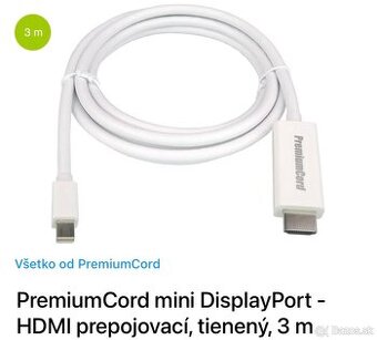 PremiumCord mini DisplayPort - HDMI 3 m