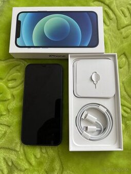 iPhone 12 256GB modrý – bez škrabancov, krabica, fólia