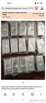 Predam investicne striebro kg