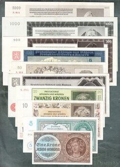 Staré bankovky válka PROTEKTORÁT KOMPLET SESTAVA