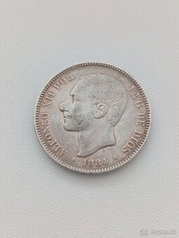Mince 5 pesetas 1884