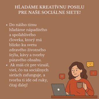 HĽADÁME KREATÍVNU POSILU PRE NAŠE SOCIÁLNE SIETE
