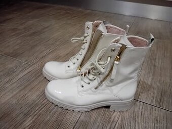 Gabor dámske kožené členkové čižmy na zips - béžové