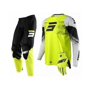 set komplet dres nohavice čierno žlté fluo shot