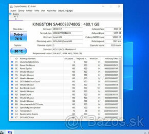 2.5" SSD  Kingston A400  480GB    / zdravie 76 %