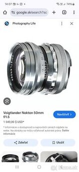 Voigtlander 50mm f/1.5 Nokton M mount