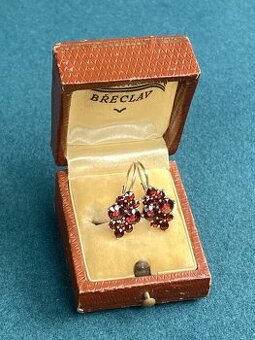 Naušnice Český granát zlátené striebro ag925