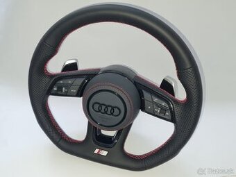 AUDI KOŽENÝ EXCLUSIVE ČERVENA NIT VOLANT + AIRBAG + F1 PADLA