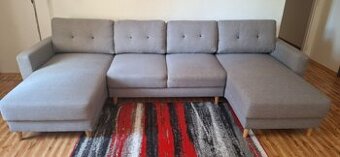 Rozkládací sedací souprava do tvaru U šedá