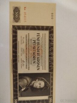 500 korún 1942 Protektorát. SPECIMEN  Top stav