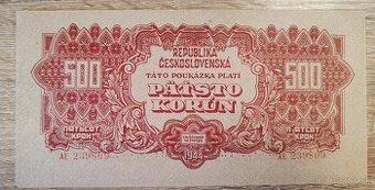 500 koruna, 1944, 2 x SPECIMEN, séria AE