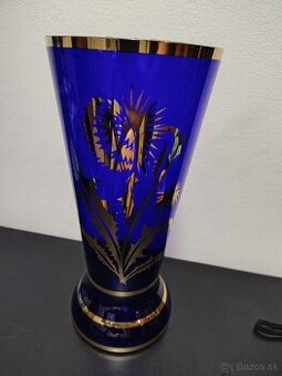 Váza sklo farebné+zlatá potlač