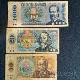 Predám staré Československé bankovky