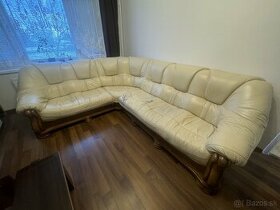 Rohový kožený gauč