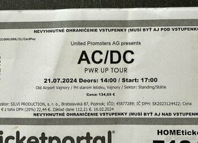 Predám dva lístky AC/DC