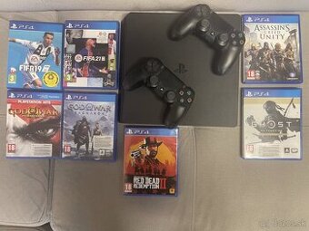 Playstation 4 Slim 500Gb s mechanikou + 2 ovládače + hry - 1