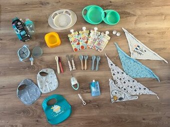 Potreby na jedenie, fľaša, podbradniky,…