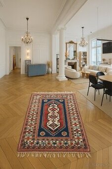 Farebný vlnený vintage turecký koberec, 160x105