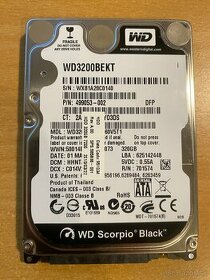 2,5” HDD WD Scorpio Black 320GB pevný disk pre notebook