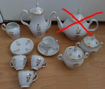 Biely porcelánový set so zlatými ornamentmi