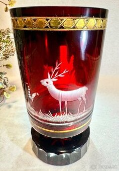 Biedermeier lovecký pohár rytina Top stav