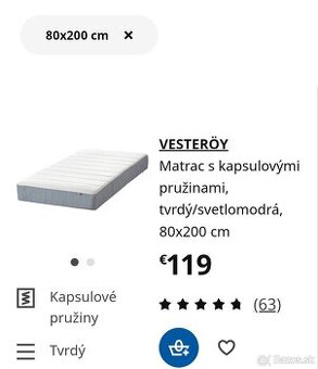 Predám matrace Ikea 2 kusy 80x 200