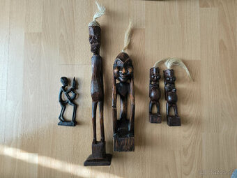 Africké drevené sošky – ručná práca, 5 ks v sade