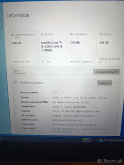 Notebook Lenovo Thinkpad T570+dokovacia stanica