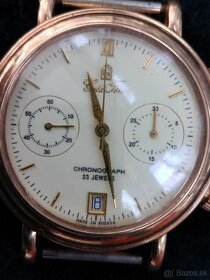 Zlate panske ruske hodinky 14 k.zlato Gold time chronograf