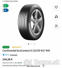 215/55 R17 94V Letné pneumatiky Continental EcoContact 6