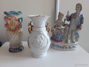 Retro porcelánové vázy a soška