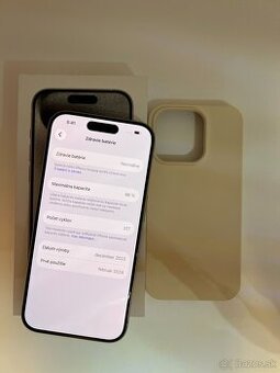 IPHONE 15 PRO WHITE TITANIUM 128GB ZÁRUKA - VEĽMI DOBRÝ STAV
