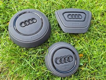 Kryt airbagu puzdro AUDI potiahnutý kožou a čiernym logom - 1