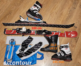 Predam detske lyze + Contour na slapanie + pasy + topanky