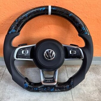 VOLANT VOLKSWAGEN R RLINE GTD GTI - KOZA / Modry KARBÓN