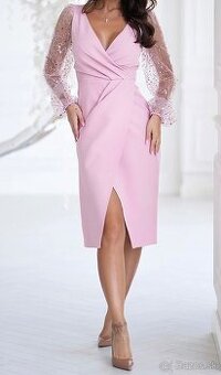 Midi ružové šaty 36/S