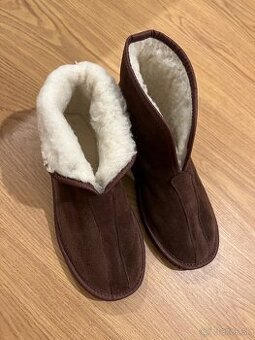 pravá koža a Merino vlna papuče kapce veľkosť 39 40
