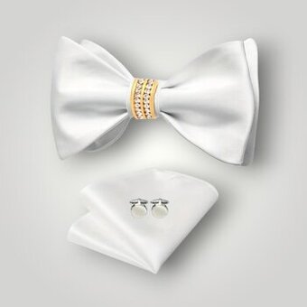 Pánsky set - motýlik, vreckovka , manžetové gombíky