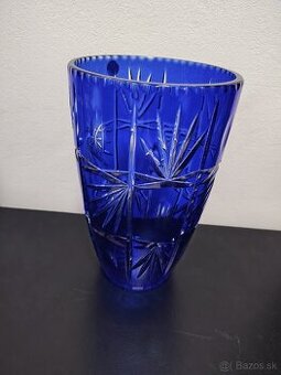 Váza brúsené ART sklo modre